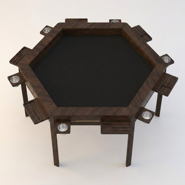 Wood Poker Table Convertible Gaming/Dining Table for 4-6 People with Removable Top, 6-Cup Holders — Studio Shot